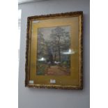 Gilt Framed Watercolour Amy Dora Percy - Stick Gatherer