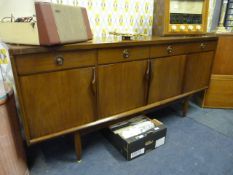 Dark Teak Sideboard with Four Drawer and Doors