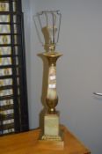 Tall Onyx & Brass Table Lamp