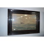 Ebonised Framed Print - Sailing Ship with Paddle Steamer by Schars Alquist