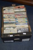 Box Containing 45rpm Vinyl Records 70's & 80's Artists