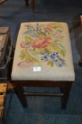 Oak Piano Stool with Needlework Cushioned Top