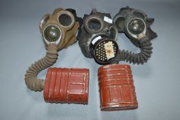 Three WWII Gas Masks