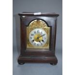 Mahogany Cased Mantel Clock with Brass Face