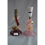 Pair of Murano Glass Dolphin Table Lamps
