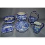 Blue & White Pottery Jardiniere, Fruit Bowls, Jug, etc.