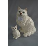Large Beswick Cat and Small Cat Figurines