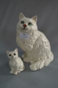 Large Beswick Cat and Small Cat Figurines