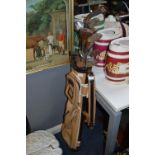 Collection of Wood Shafted Golf Clubs with Bag