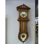 German Wurttemberg Walnut Cased Wall Clock Barometer