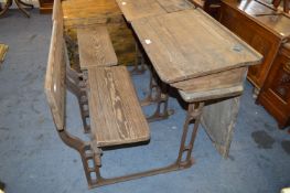 Victorian Cast Iron & Pine School Desk