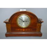 Edwardian Mahogany Inlaid Mantel Clock with Key