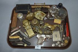 Brassware, Pen Knives, Fountain Pens, Inkwells, Medallions, etc.