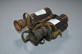 Pair of Early 20th Century Brass & Leather Binoculars