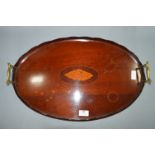 Edwardian Mahogany Shell Inlaid Gallery Tray