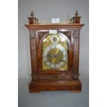 Walnut Cased Mantel Clock with Brass Face and Gallery