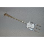 Hallmarked Silver Serving Fork with Twist Stem - Sheffield 1893 Approx 70g