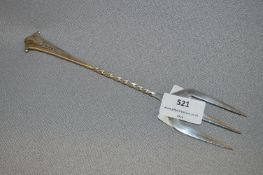 Hallmarked Silver Serving Fork with Twist Stem - Sheffield 1893 Approx 70g