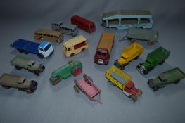 Collection of Sixteen Dinky Diecast Trucks and Buses