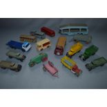 Collection of Sixteen Dinky Diecast Trucks and Buses