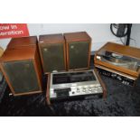 1970's Record Deck, Amplifier, Cassette Desk and Speakers