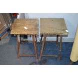 Two Industrial Metal Based Stools