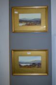 Pair of Gilt Framed Watercolours - Country Scenes by L. Carlisle