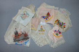 WWI Needlework Silk Handkerchiefs Collection