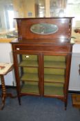 Edwardian Mahogany Inlaid Display Cabinet with Mirrored Back