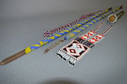 African Tribal Bead Work Spears and Sash Bottle