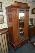 Edwardian Mahogany Wardrobe with Central Mirrored Door