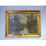 Italian Oil Painting on Canvas - Country River Scene