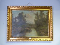 Italian Oil Painting on Canvas - Country River Scene
