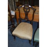 Victorian Low Chair with Carved Back and Upholstered Seat