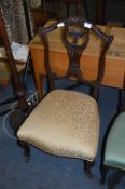 Victorian Low Chair with Carved Back and Upholstered Seat