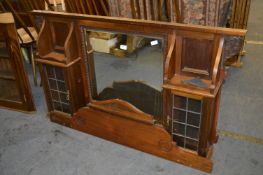 Edwardian Over Mantel Mirror with Lead Glazed Side Cabinets