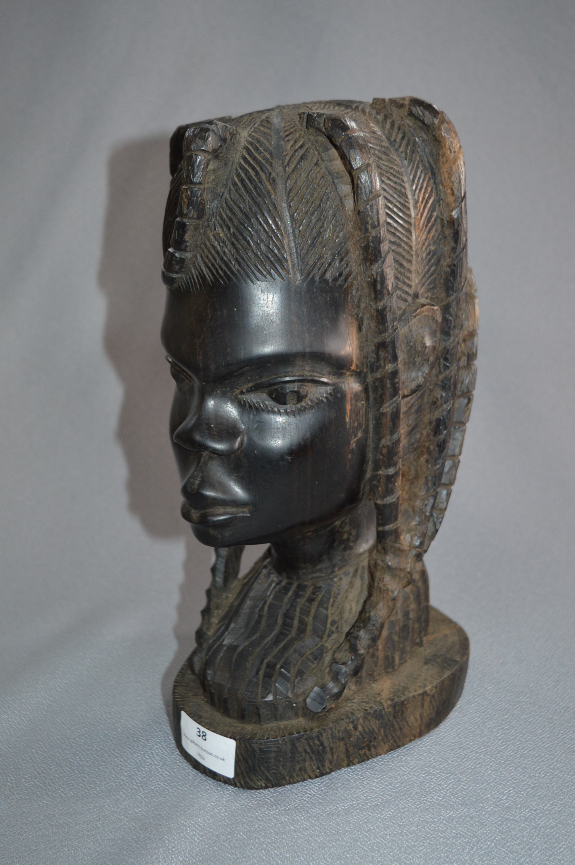 Large Carved Ebony African Bust - Tribal Lady