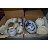 Two Boxes of Decorative Potties, Jug & Bowl Sets, Vases, etc...