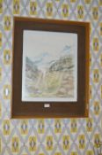 Teak Framed Watercolour - Corner Grant from the Matterhorn