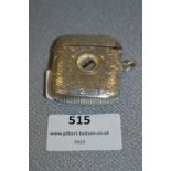 Hallmarked Silver Embossed Decorated Vesta with Inlet Compass