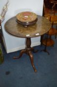 Circular Oak Pedestal Tip Table