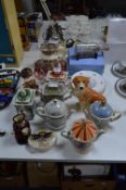 Collection of Decorative Teapots, Masons Jug, Meat