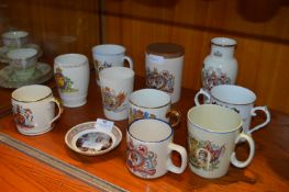 Royalty Commemorative Ware Mugs, Vase and Dish