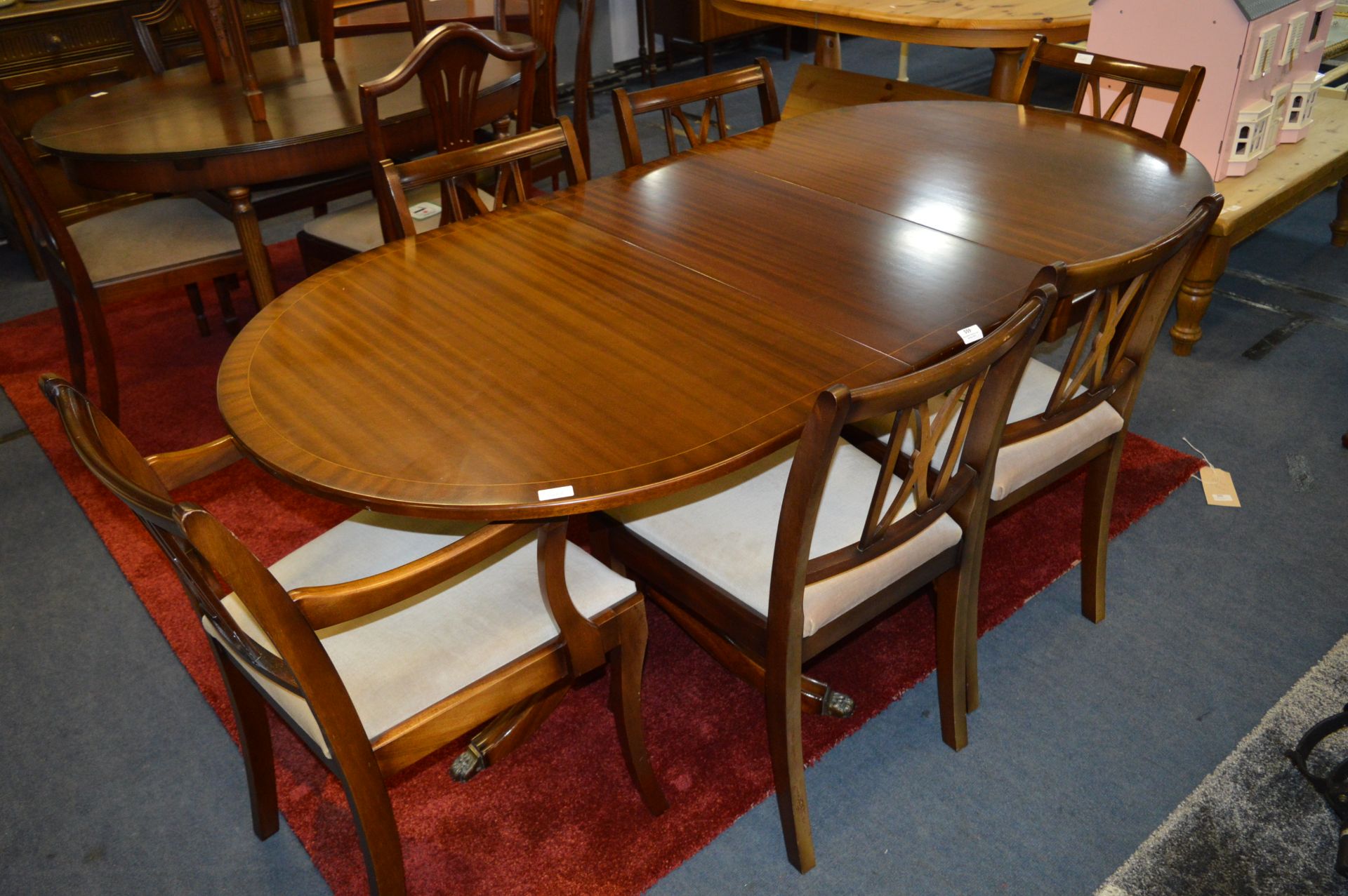 Mahogany Inlaid Twin Pedestal Extending Dining Tab