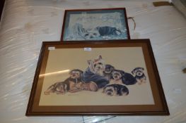 Two Framed Prints - Yorkshire Terriers