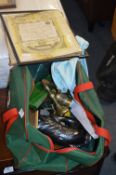 Bag Containing R.A.O.B Certificate, Pottery Dolphin, Gavel