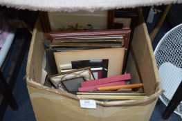 Box Containing Prints and Photo Frames