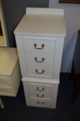Pair of White Three Height Side Cabinets
