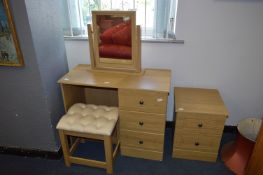 Light Oak Single Pedestal Dressing Table with Mirr