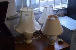 Three Assorted Pottery Table Lamps with Shades